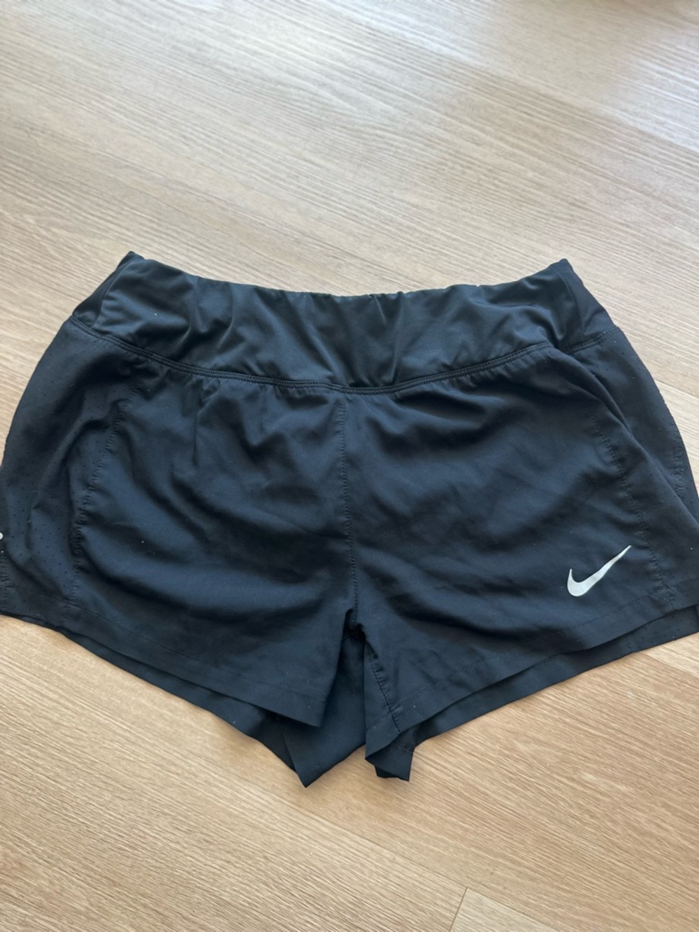 Nike Black Women's Athletic Running Shorts with White Swoosh